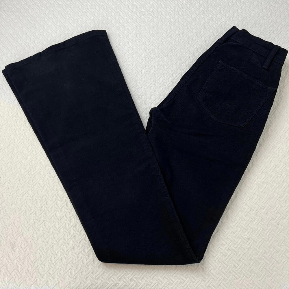 Frame Denim Women's Size 24 Tall La Flare De Francoise Corduroy Black Pants